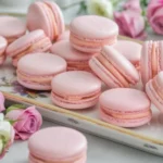 Delicious homemade French macarons on a decorative plate.