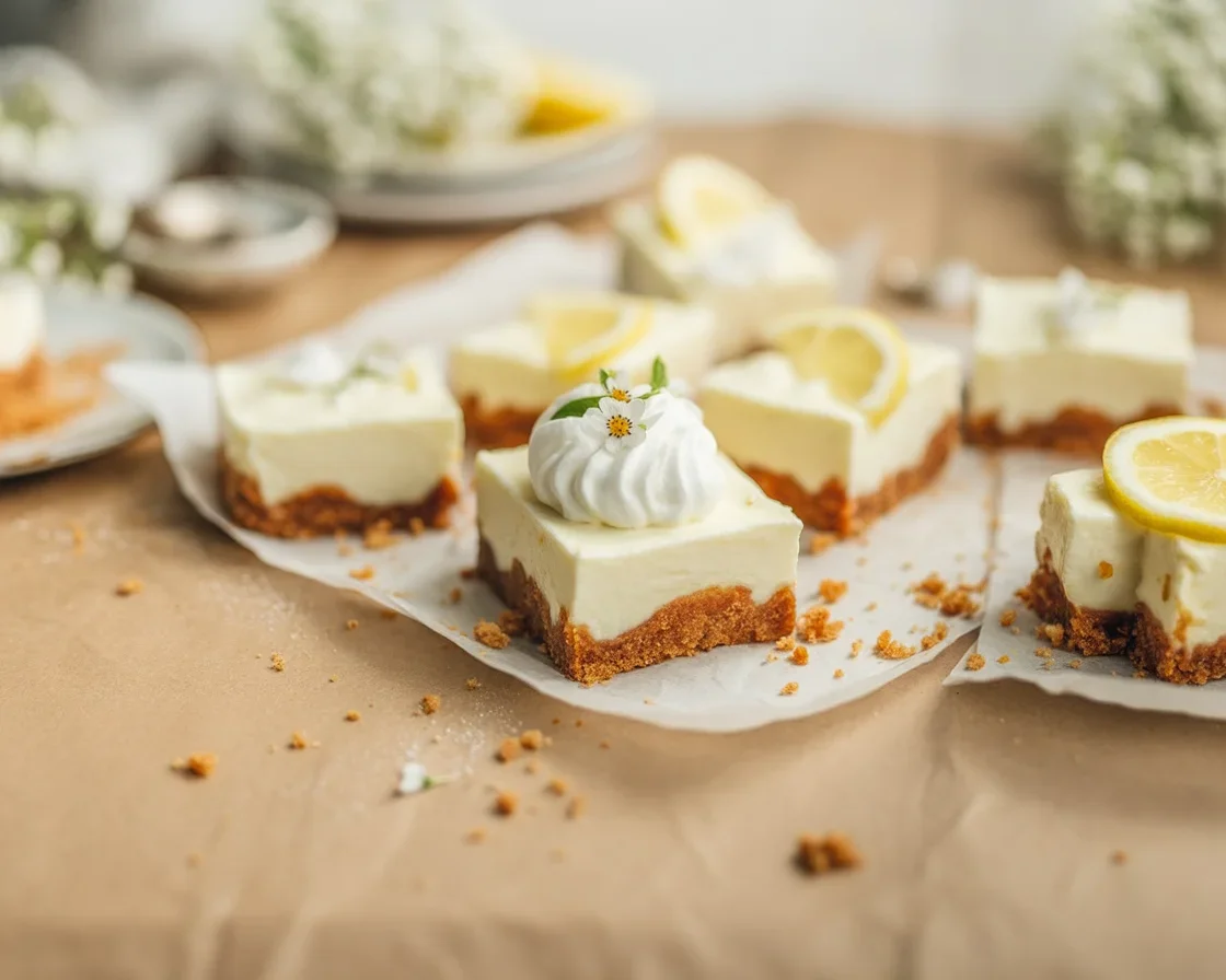 No-Bake White Chocolate Lemon Cardamom Slices topped with lemon zest.
