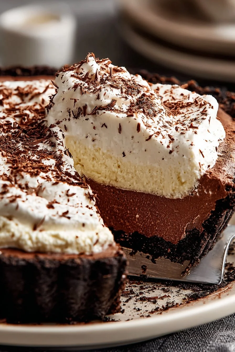 Delicious homemade Mississippi Mud Pie with chocolate and marshmallows