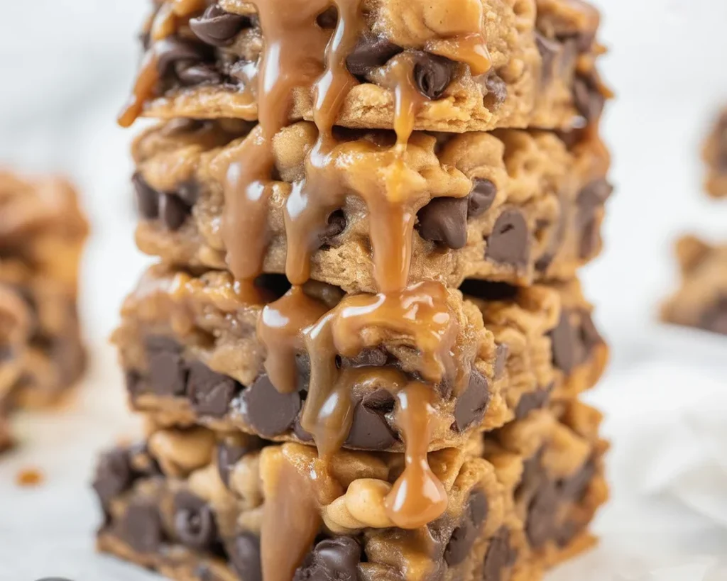 Delicious Carmelitas, brown sugar oat bars with caramel and chocolate layers
