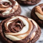 Delicious Chocolate Marshmallow Swirl Cookies with gooey marshmallow and chocolate chips.