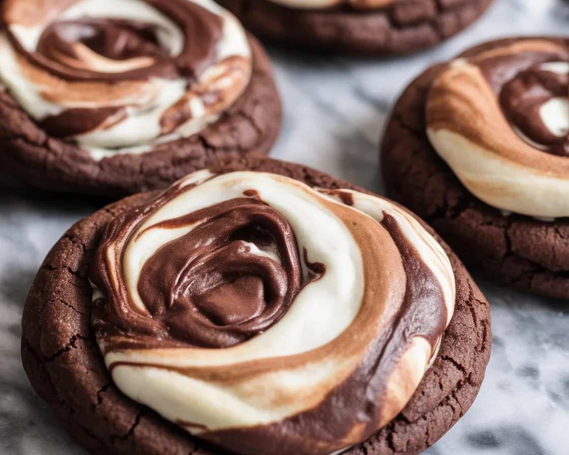 Delicious Chocolate Marshmallow Swirl Cookies with gooey marshmallow and chocolate chips.