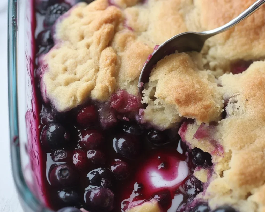 Delicious gluten free fruit cobbler with juicy peaches and a buttery crumble topping.
