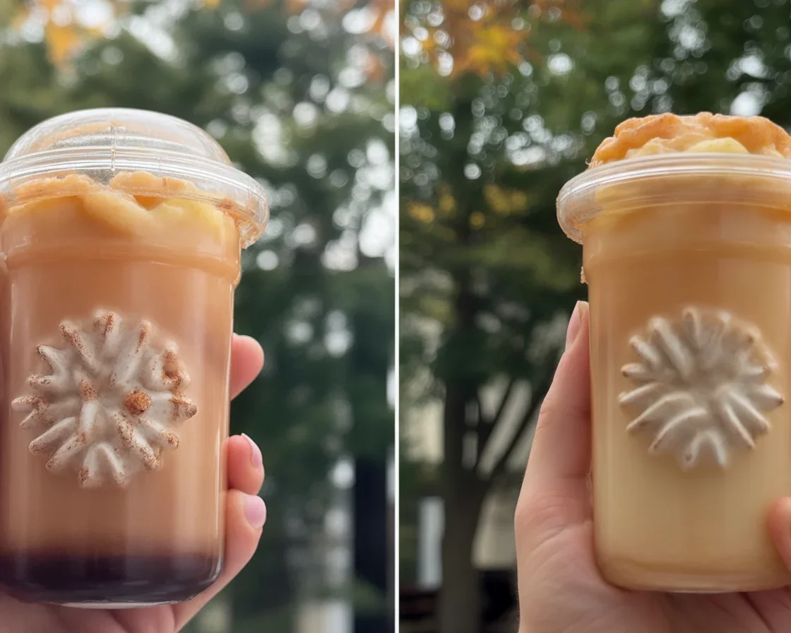 Starbucks Iced Apple Crisp Chai with oat milk and apple crisp cold foam