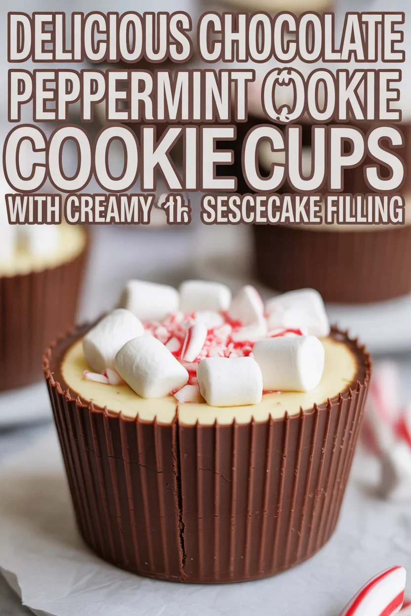 Delicious Chocolate Peppermint Cookie Cups with Creamy Cheesecake Filling