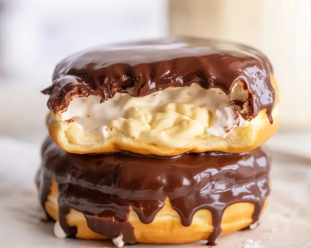 Biscuits Boston Cream Pie with sugar cookies, vanilla filling, and chocolate ganache