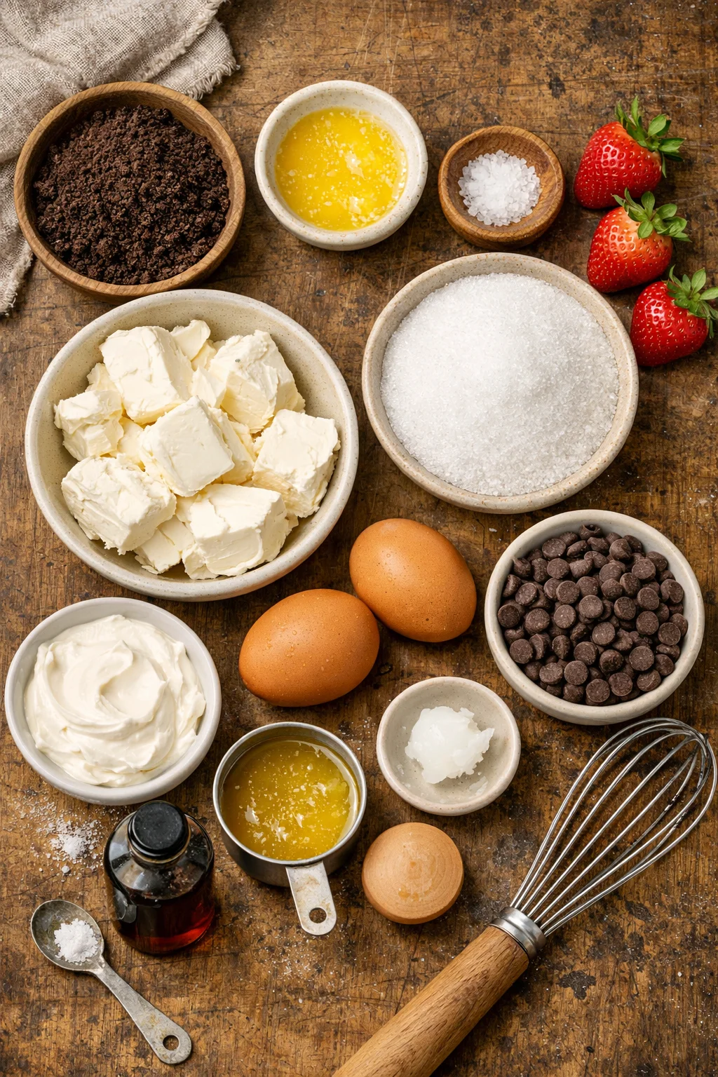 Delicious Mini Cheesecakes Topped with Chocolate Covered Strawberries