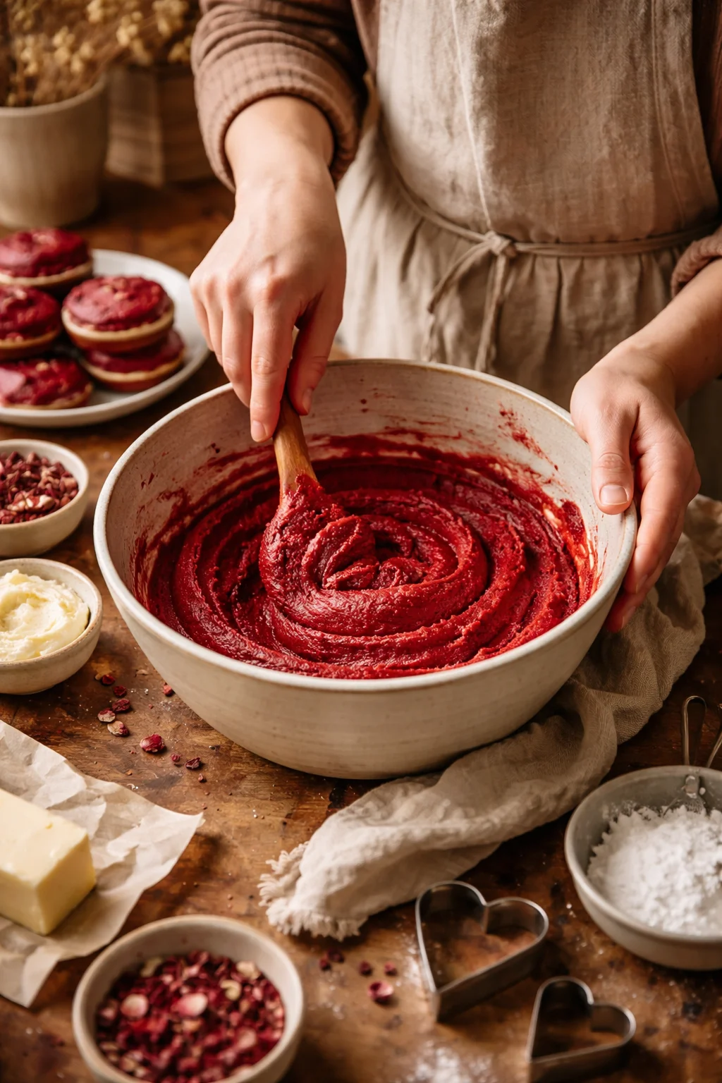 Red Velvet Rose Sandwich Cookies