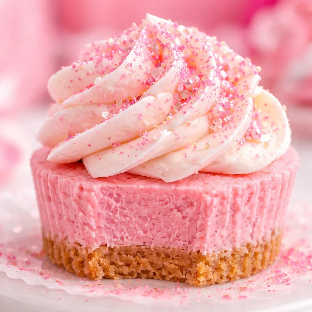 No-Bake Pink Velvet Cheesecake Bites with creamy filling and graham cracker crust