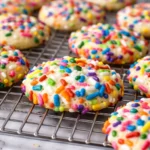 Soft and chewy Confetti Cookies filled with colorful sprinkles for a festive treat.