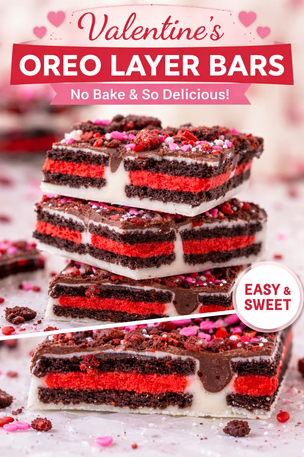 Valentine&rsquo;s Day Oreo Cookie Bark (Easy No-Bake)