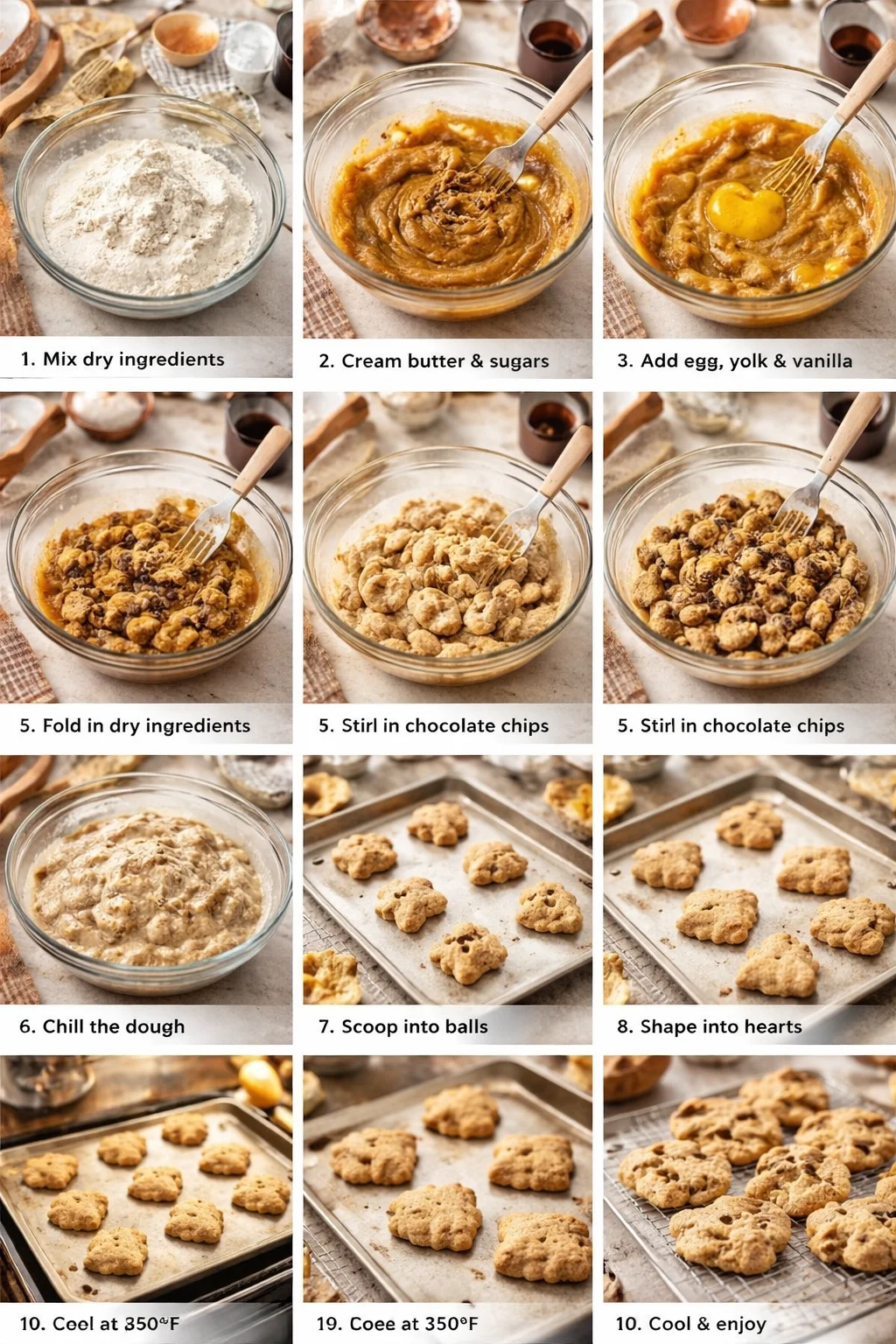 Heart Shaped Chocolate Chip Cookies