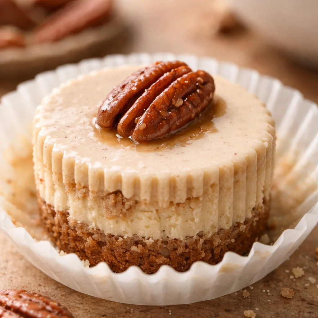 Pecan Praline Mini Cakes with caramelized pecans and a praline glaze