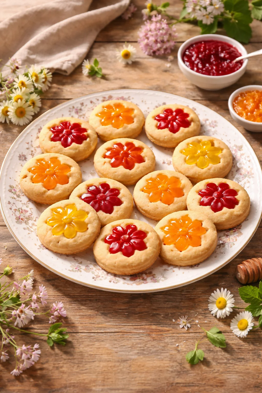 Flower Jam Thumbprint Cookies