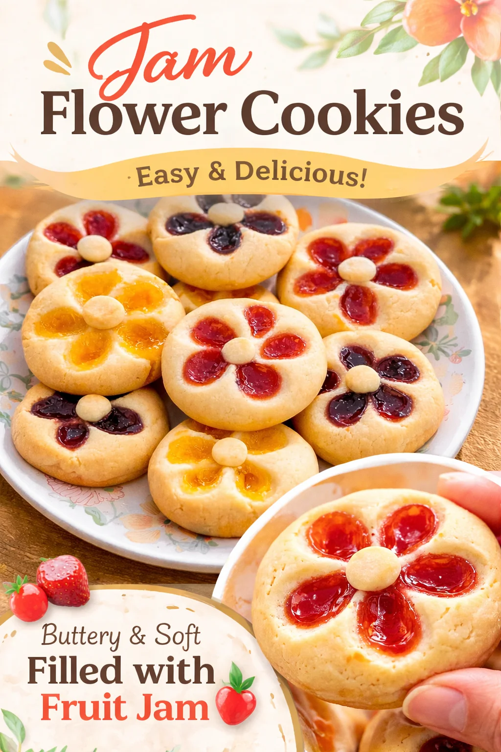 Flower Jam Thumbprint Cookies