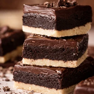 Delicious Brownie Shortbread Bars topped with rich chocolate ganache and buttery crust.