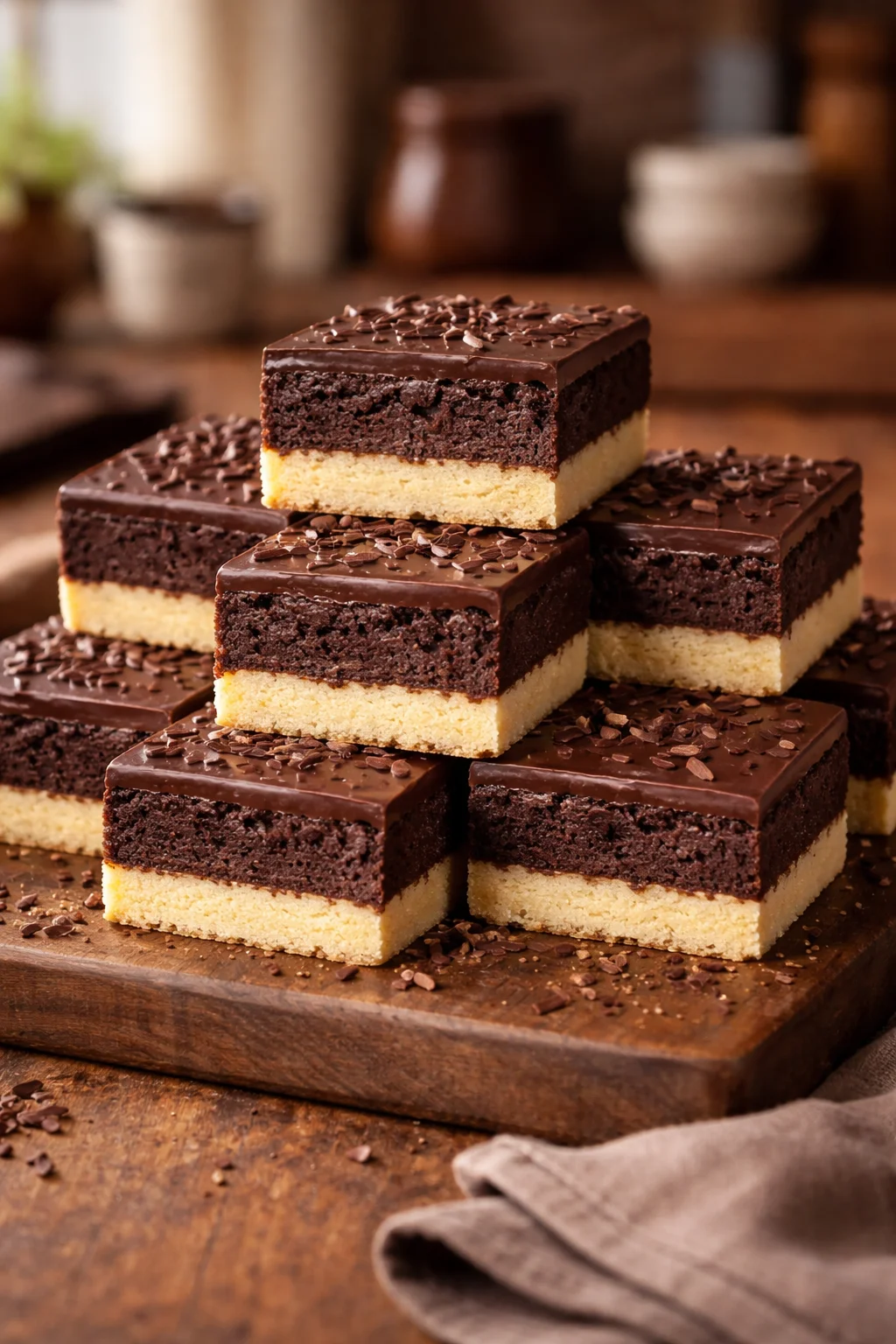 Brownie Shortbread Bars with Ganache