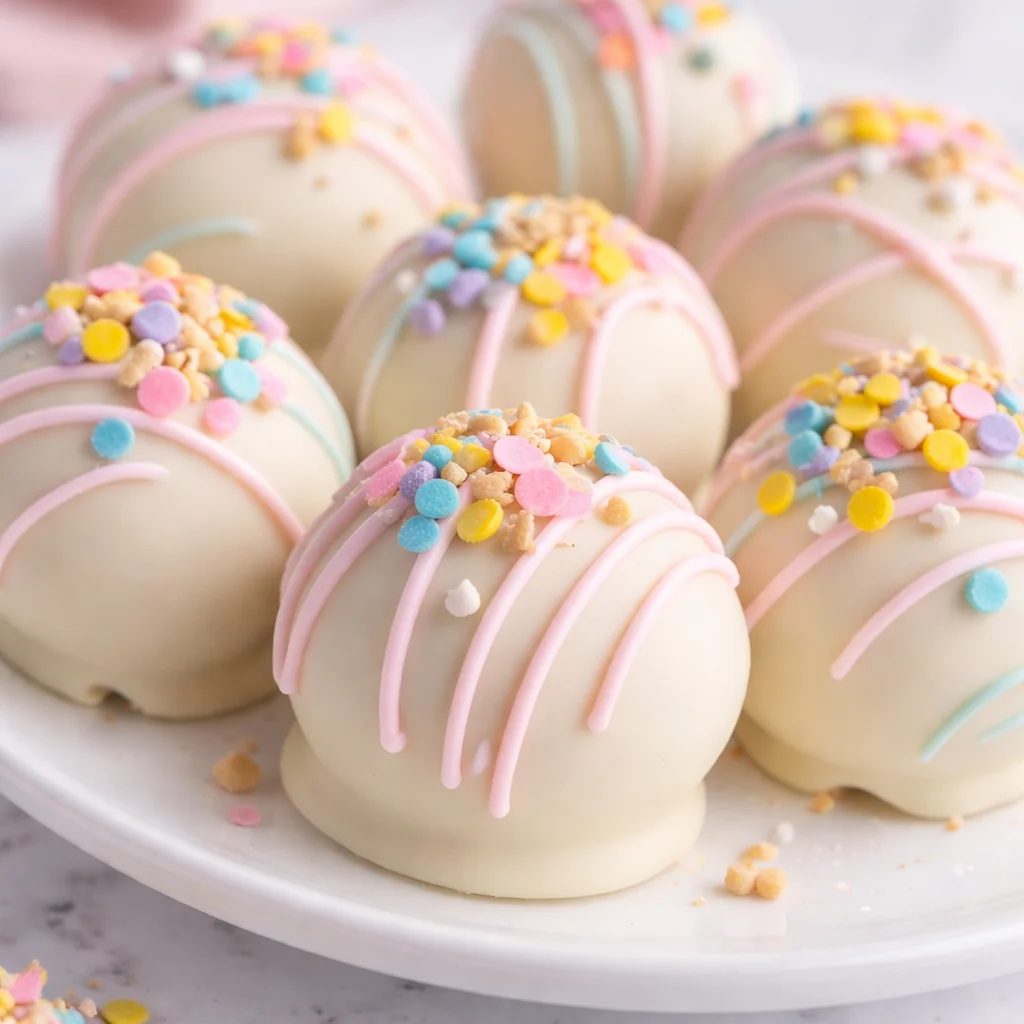 Deliciously dipped Banana Pudding Easter Truffles, showcasing banana flavor and vanilla wafers.