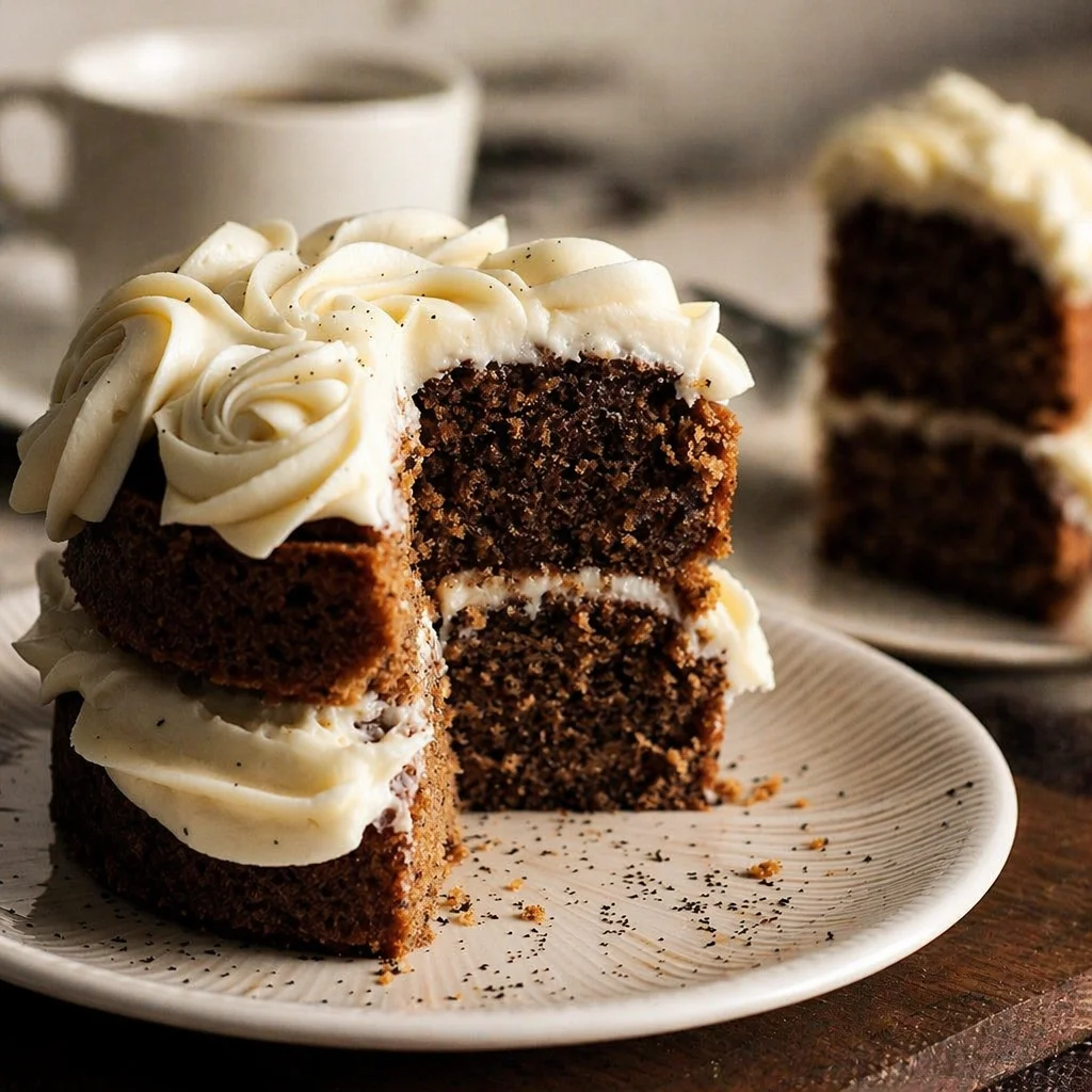 Delicious Buttercream cake topped with smooth homemade frosting.