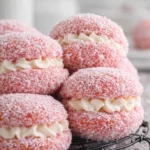Vintage Australian Pink Jelly Coconut Cakes with fluffy sponge and coconut coating.