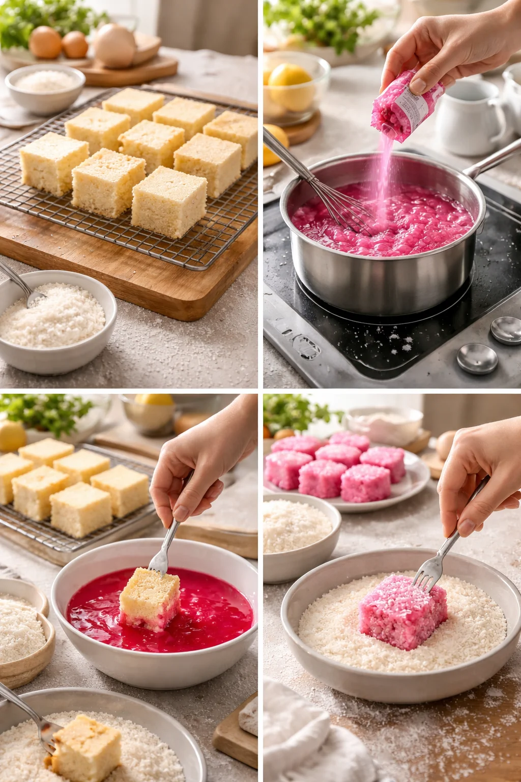 Vintage Australian Pink Jelly Coconut Cakes