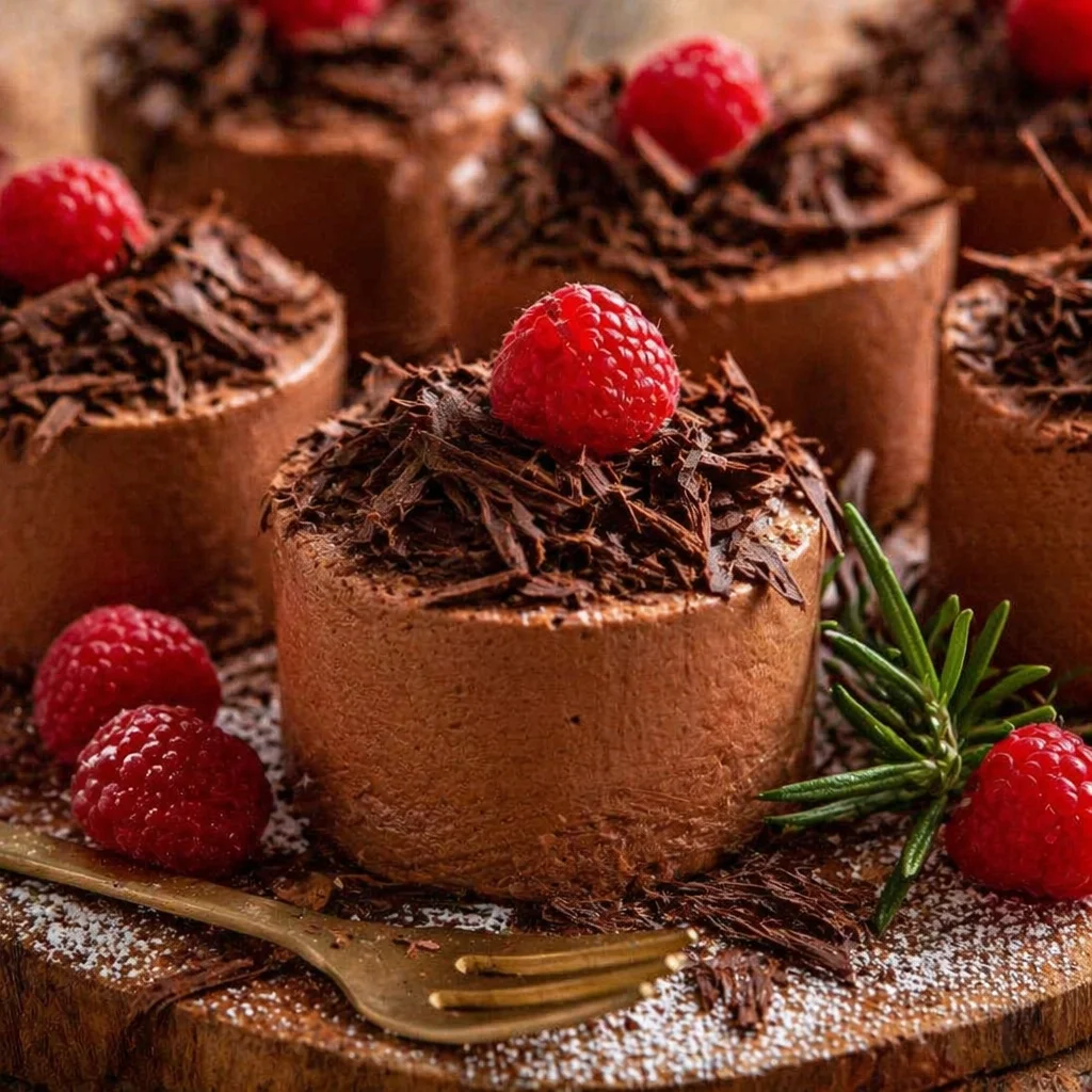 An array of beautifully decorated mini cakes and small portion cakes on a wooden table.