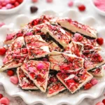 Valentine's Day Oreo Cookie Bark with Oreos and white chocolate topped with sprinkles