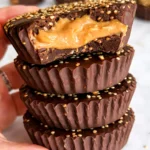 Vegan Quinoa Crunch Peanut Butter Cups with a delicious chocolate coating