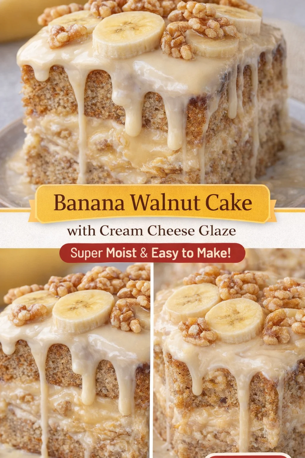 Deliciously Moist Heavenly Banana Walnut Cream Cake Recipe
