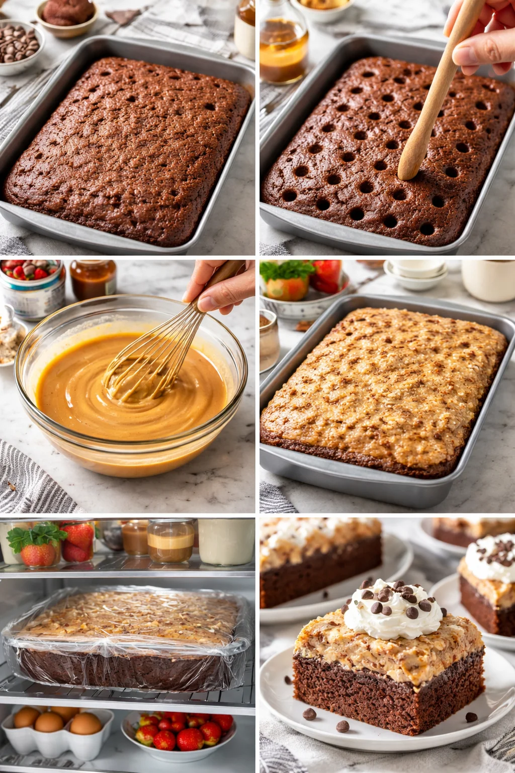 German Chocolate Poke Cake