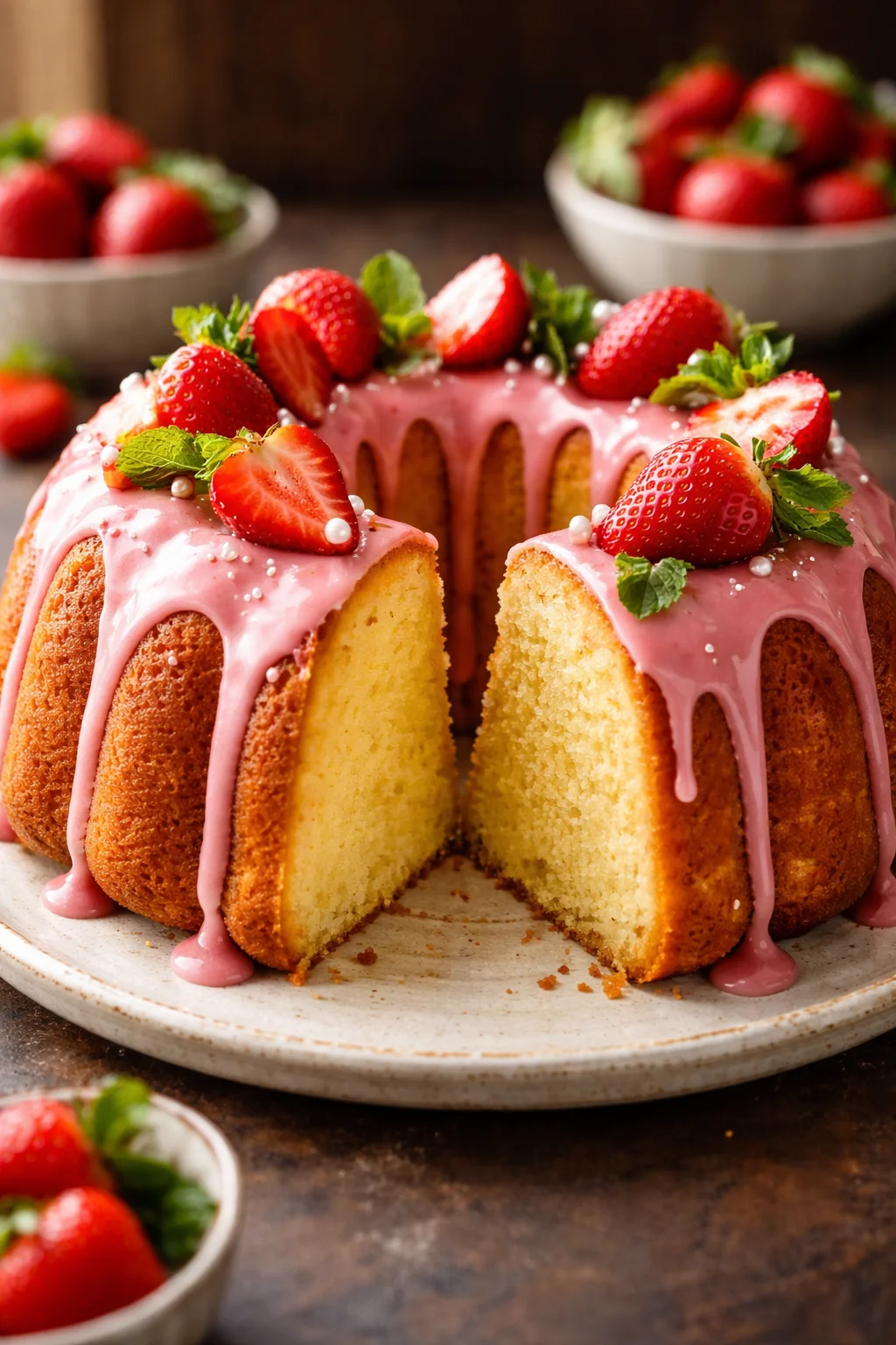 Strawberry Milkshake Pound Cake