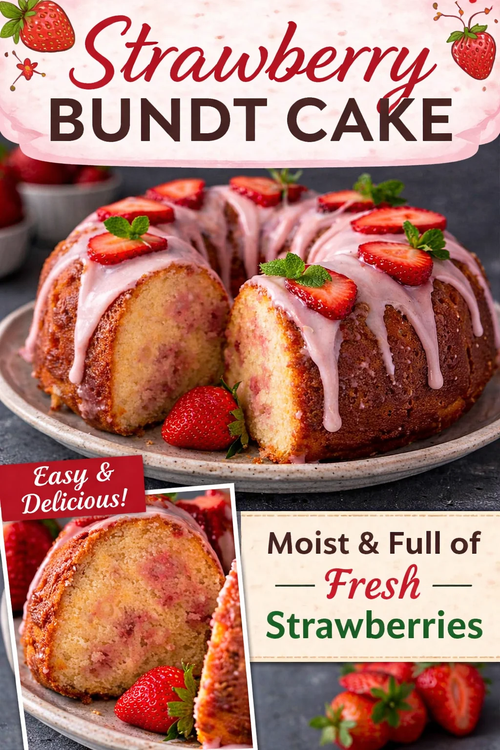 Strawberry Milkshake Pound Cake