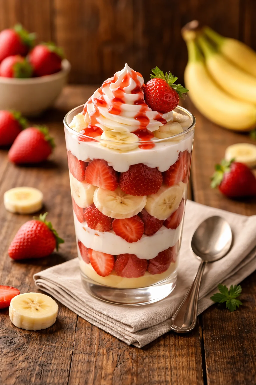Sweet and Creamy Strawberry Crunch Banana Pudding Delight
