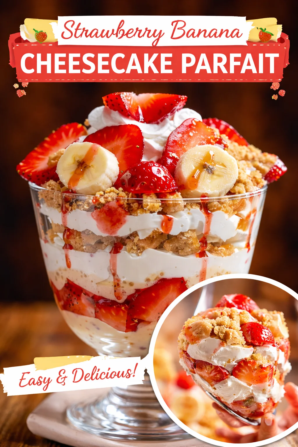 Sweet and Creamy Strawberry Crunch Banana Pudding Delight
