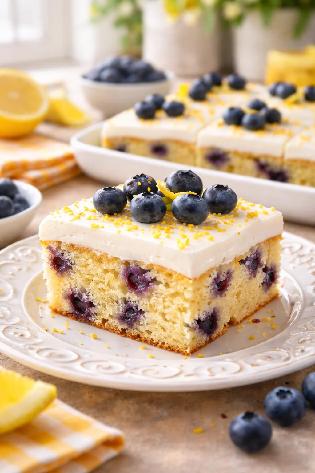 Sweet and Zesty Lemon Blueberry Sheet Cake to Brighten Your Day