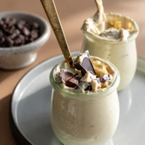 Healthy dessert recipe featuring Greek yogurt chocolate mousse and dessert cups