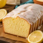 Moist lemon loaf slice topped with sweet lemon icing, perfect for spring brunch.