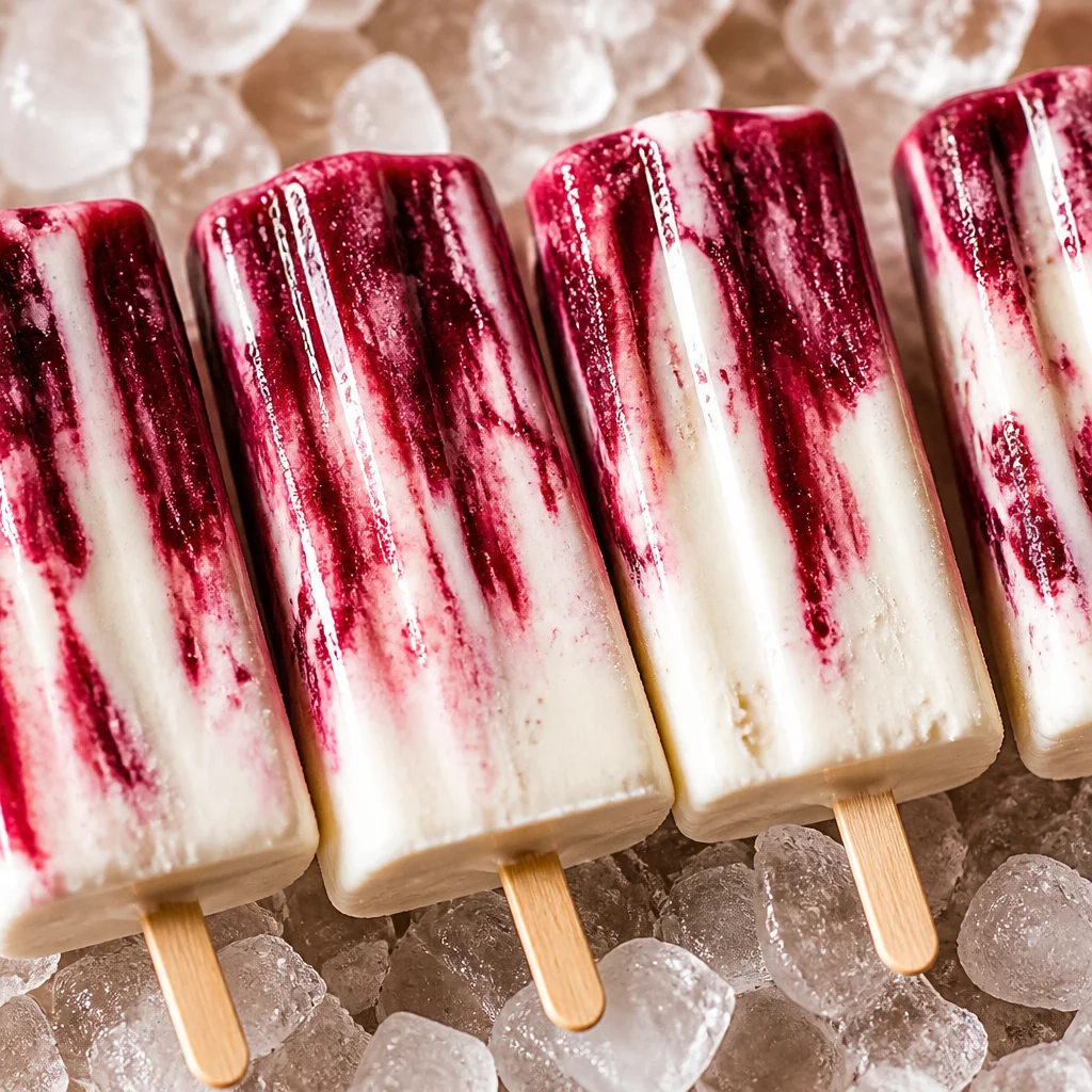 Homemade Cherry Creamsicles featuring creamy vanilla and sweet cherry fruit in popsicle form.