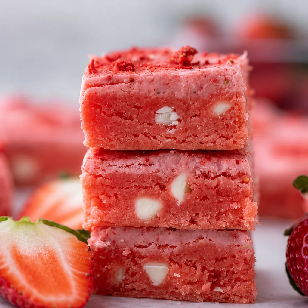 Delicious Strawberry Brownies made from cake mix, perfect for any occasion.