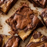 Deliciously moist Banana Bread Brownies topped with brown butter frosting.