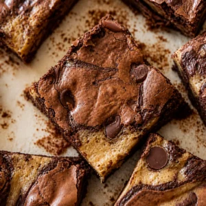 Deliciously moist Banana Bread Brownies topped with brown butter frosting.
