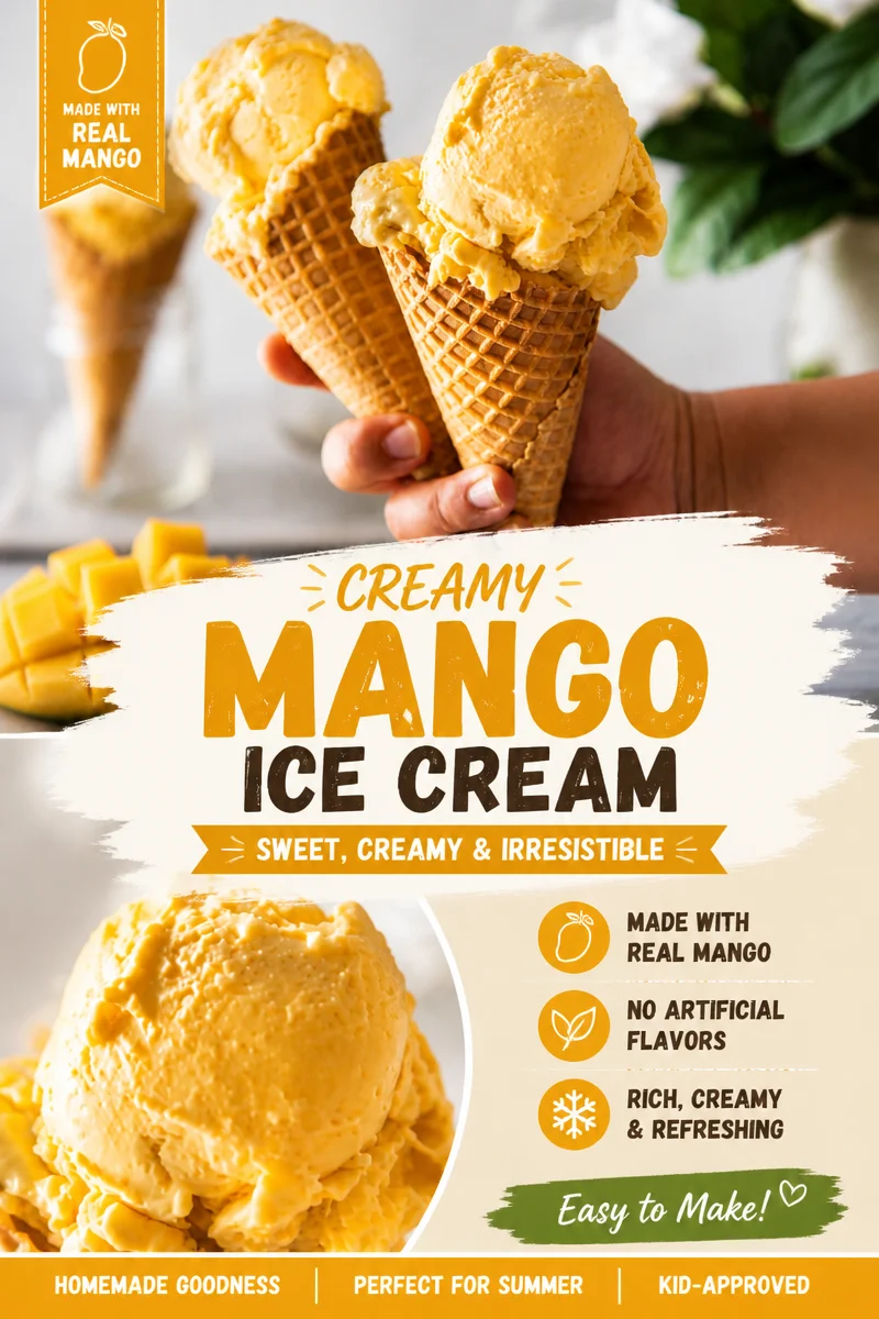 Creamy Homemade Mango Ice Cream You Can Make Today!