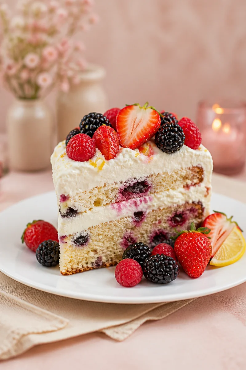 Deliciously Light Lemon Berry Mascarpone Cake to Savor