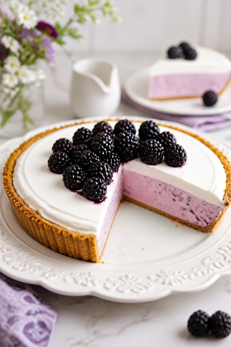 Indulge in Easy No Bake Blackberry Cream Pie Bliss