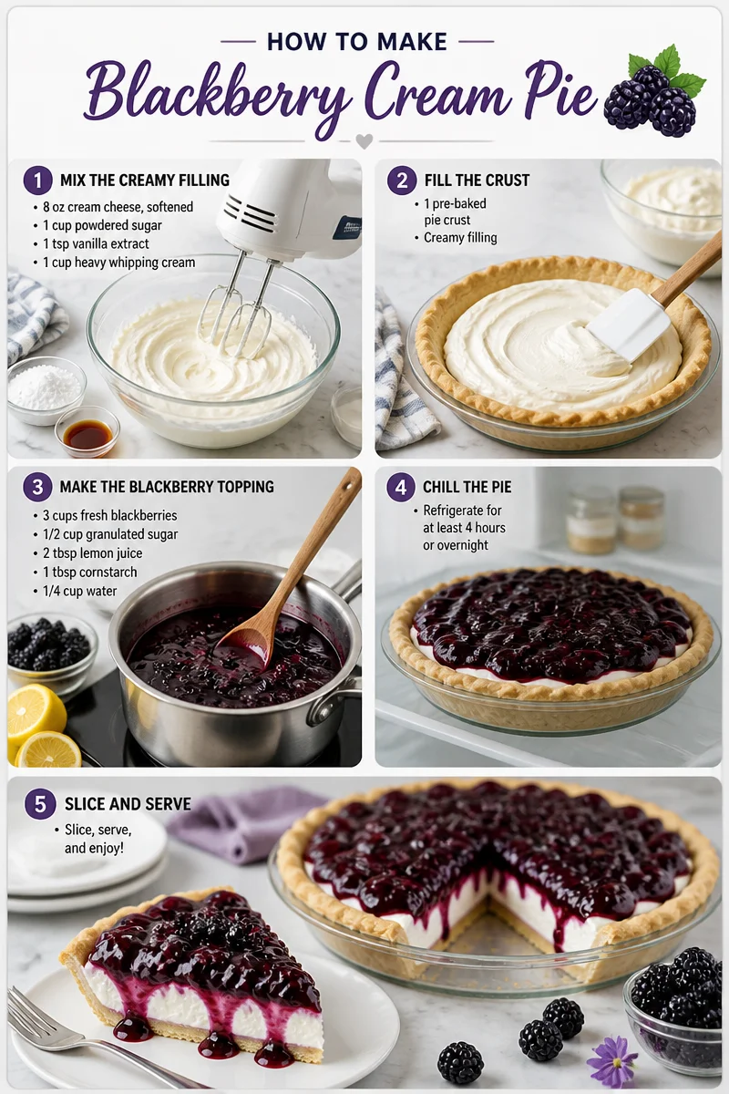 Indulge in Easy No Bake Blackberry Cream Pie Bliss
