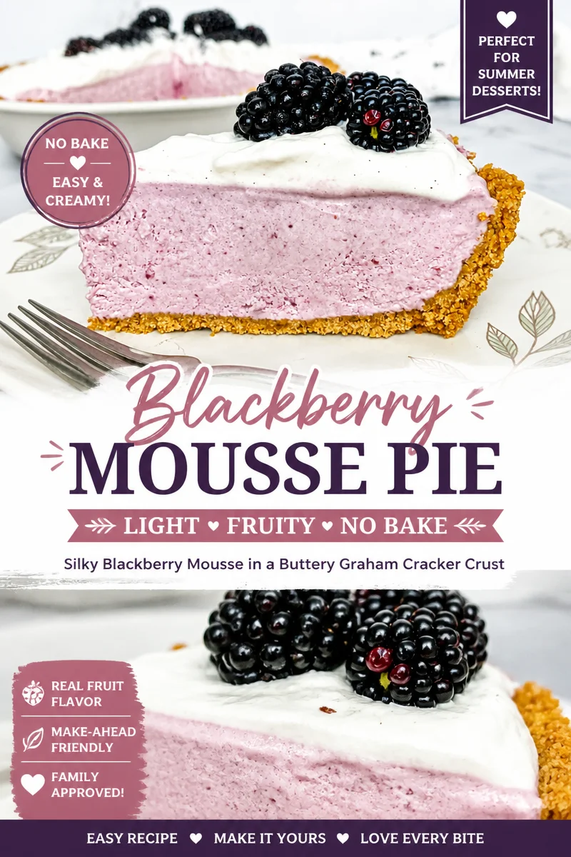 No Bake Blackberry Cream Pie
