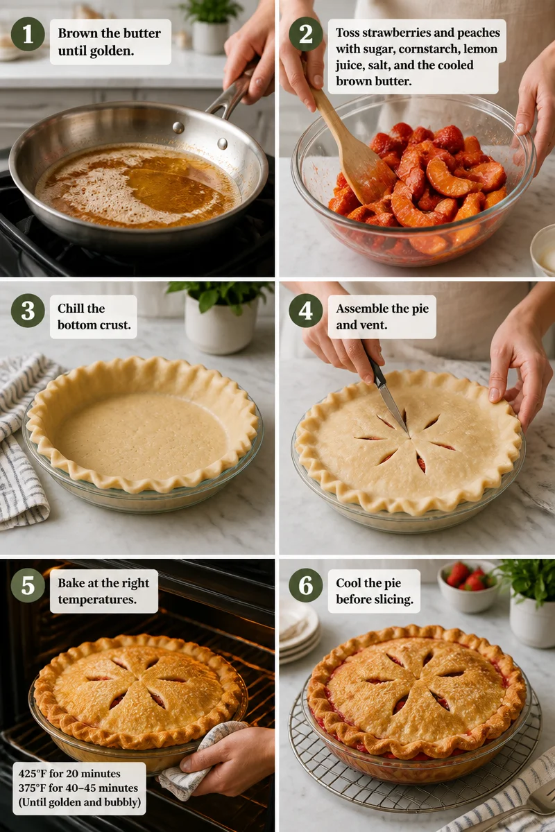 Brown Butter Strawberry Peach Pie
