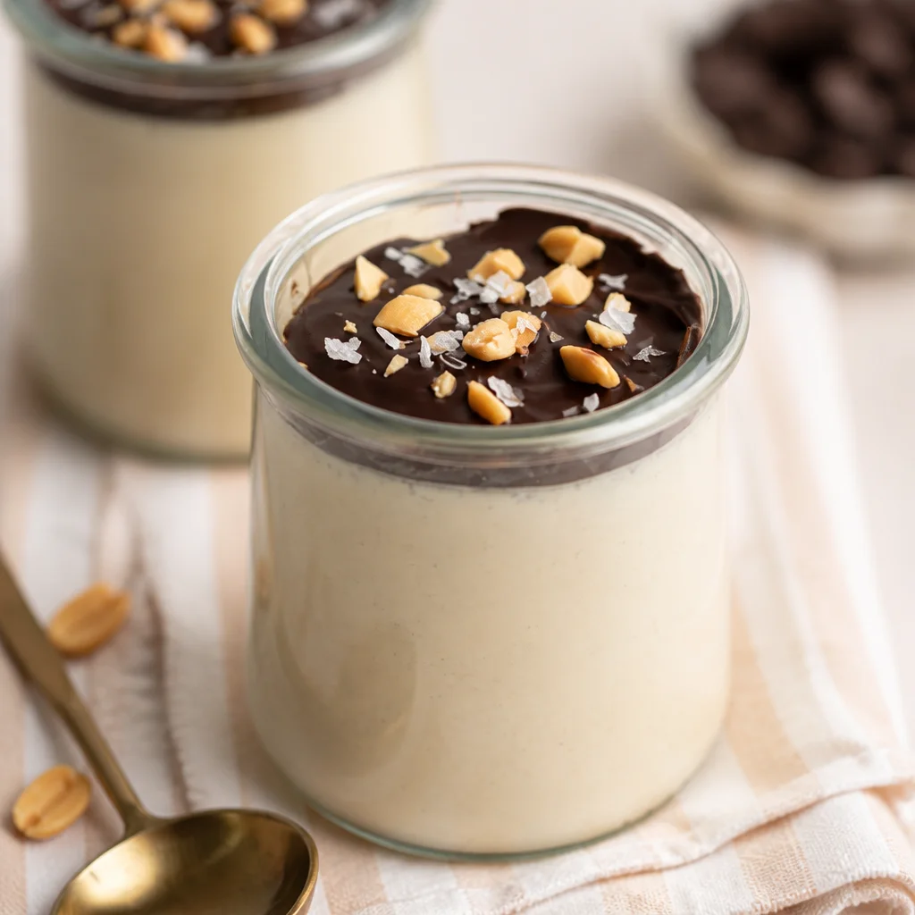 Creamy 5-Minute Cottage Cheese Peanut Butter Mousse in a bowl, topped with crushed nuts.